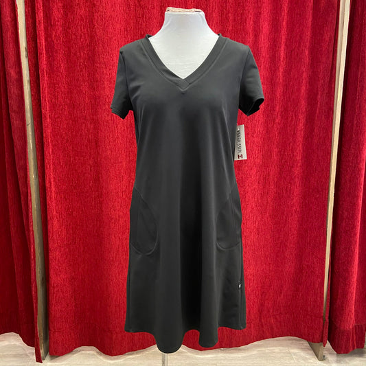 Robe Sara Manches courtes noir  - ligne trapèze - Miss Versa