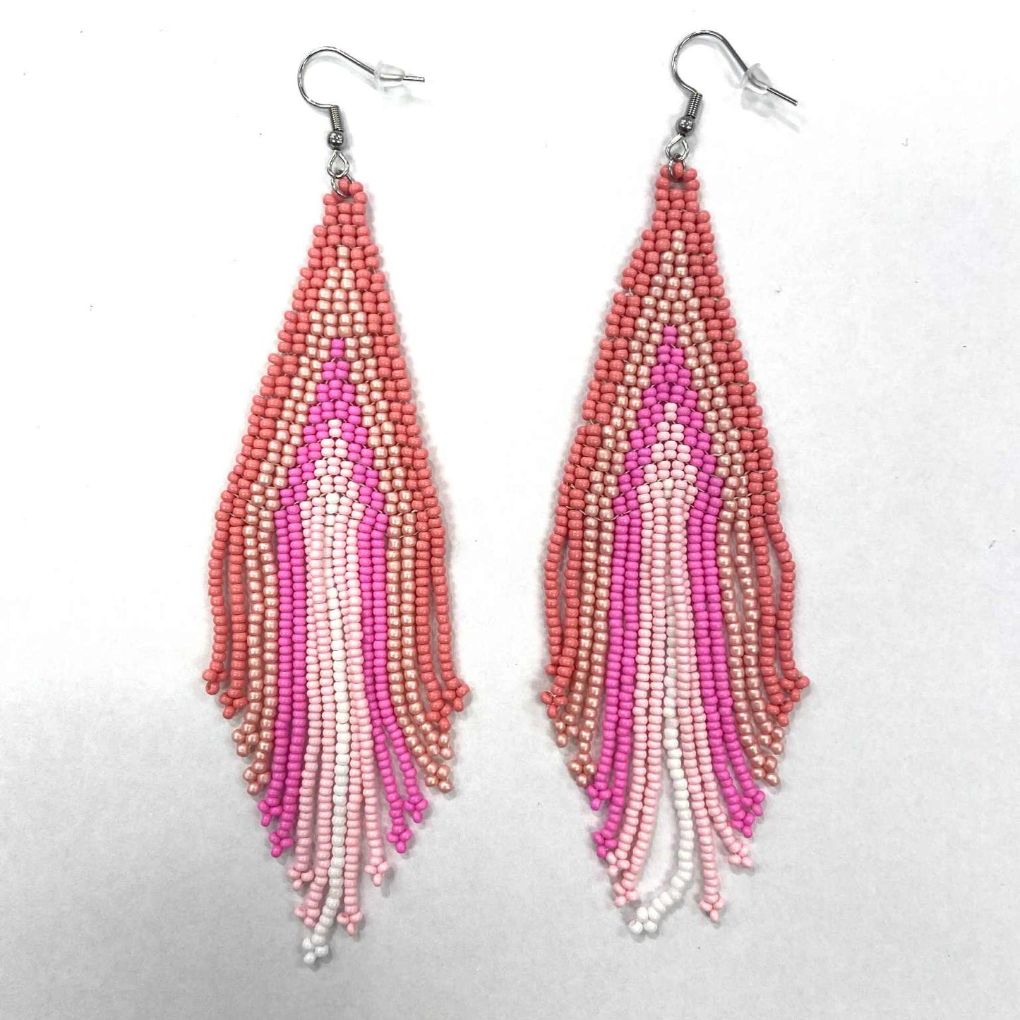Boucles d'oreilles - Perlage - Franges multiples - 8 couleurs offertes - Rouge Inox