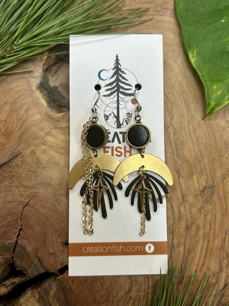 Boucles d'oreilles- Forest noir-Création Fish