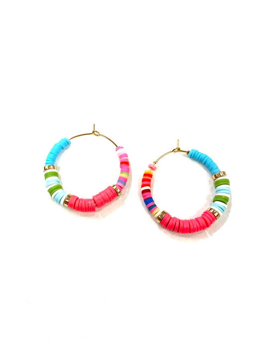 Boucles d'oreilles colorées - Bleu ciel - Rouge Inox