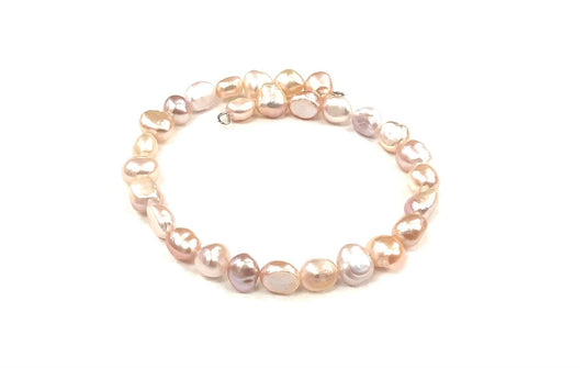 1 Round Pearl Bracelet - Peach - Red Stainless Steel