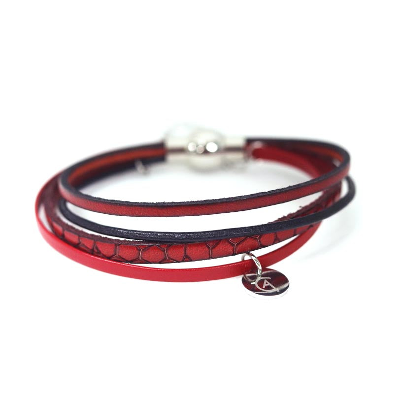 Bracelet zip crocodile rouge - Créart
