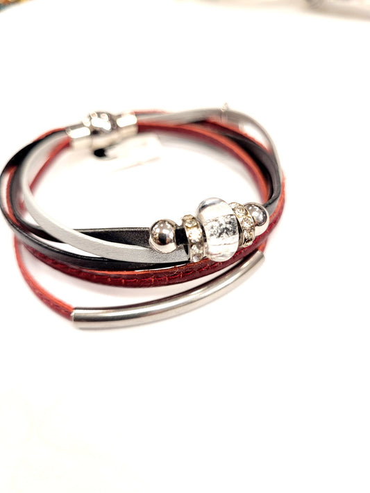 Luxury bracelet - red-black-gray - Créart