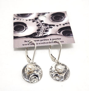 Boucles d'oreilles - Lune Perlée - Marie-Ève Bordeleau
