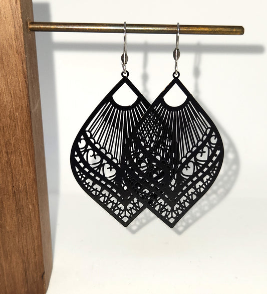 Boucles d'oreilles - Fili - Noir - Création Fish