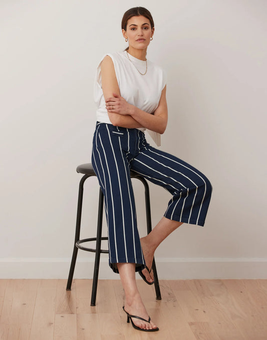 Lily - Coupe évasée- Taille Classique - Marine lignée - Entrejambe 25" - Yoga Jeans- 2048