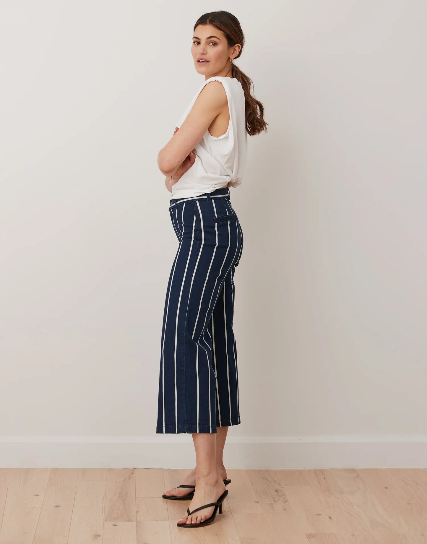 Lily - Coupe évasée- Taille Classique - Marine lignée - Entrejambe 25" - Yoga Jeans- 2048