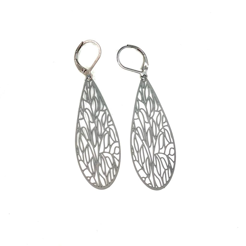 Boucles d'oreilles - Goutte organique - Rouge Inox - 5 couleurs différentes