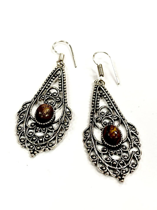 A5 Earrings - Brown &amp; Silver