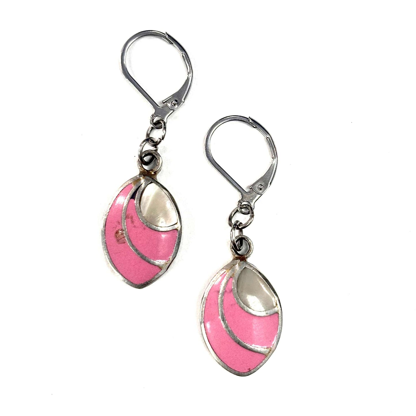 Boucles d'oreilles - Ovale - Pierre Nacre Demie-Cercle - Rouge Aventure