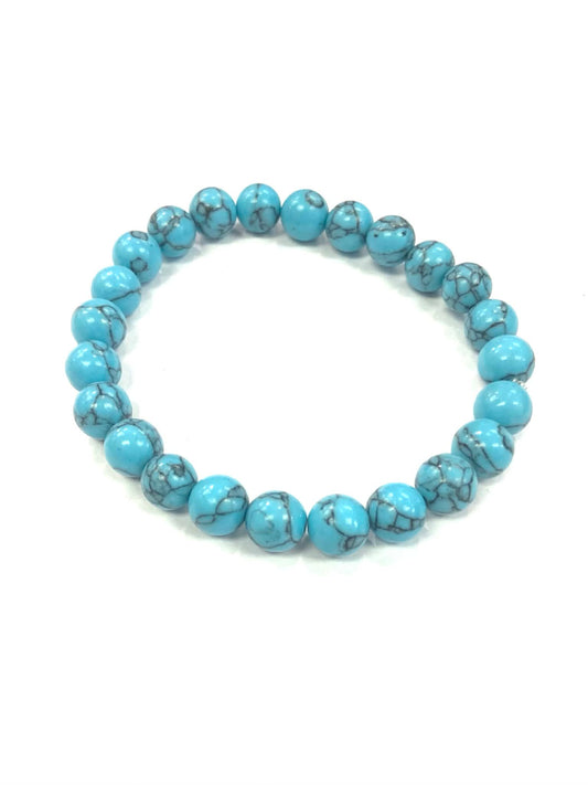 Bracelet - Bleu-Turquoise - fissures grises - Pierres - Rouge Bijoux