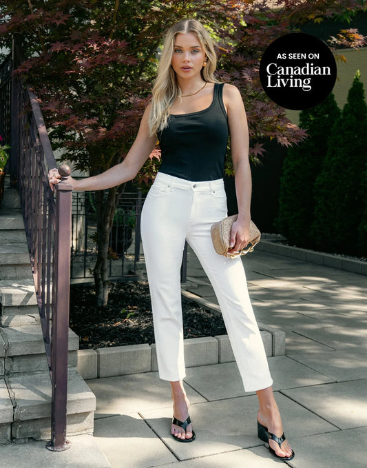 JEANS CHLOÉ COUPE DROITE / WHITE LOTUS - 2756 - Taille Classique - Entrejambe 27'' - Yoga Jeans