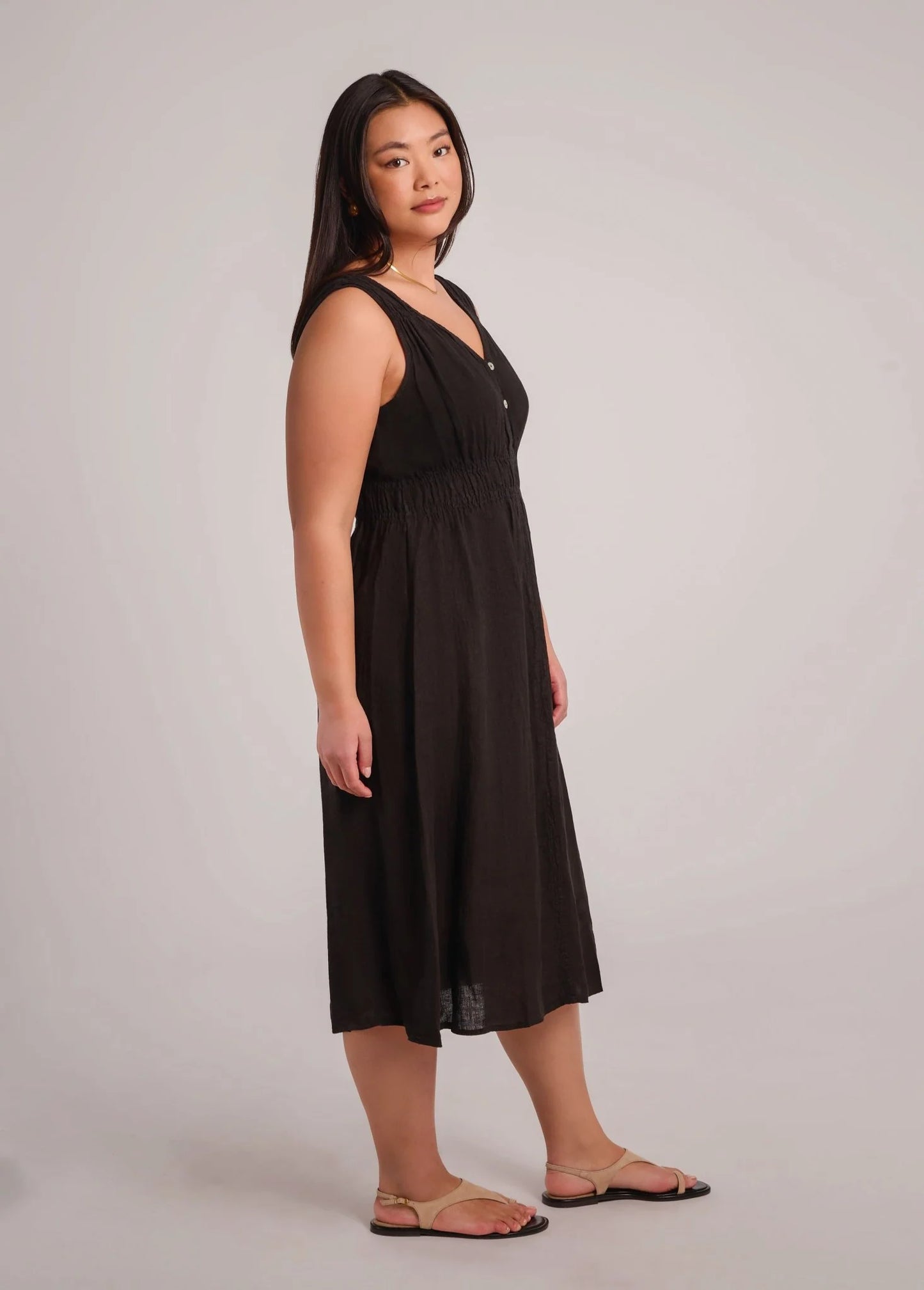 LUNA ROBE MIDI EN LIN - noir - Black