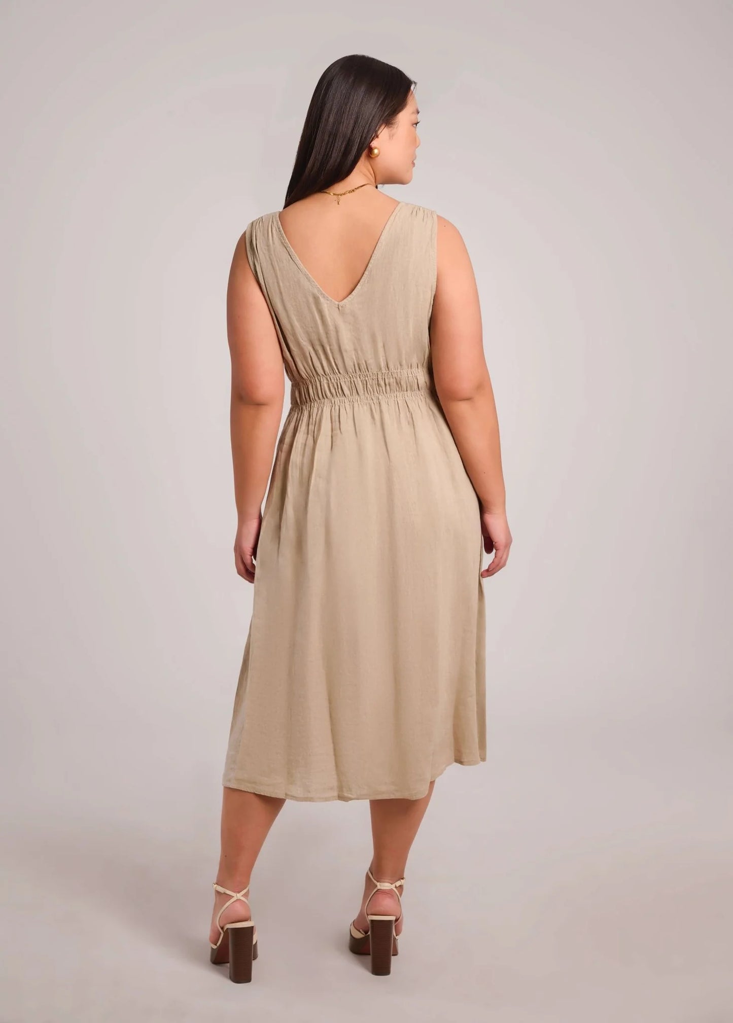 LUNA ROBE MIDI EN LIN - dune de sable - sand dune