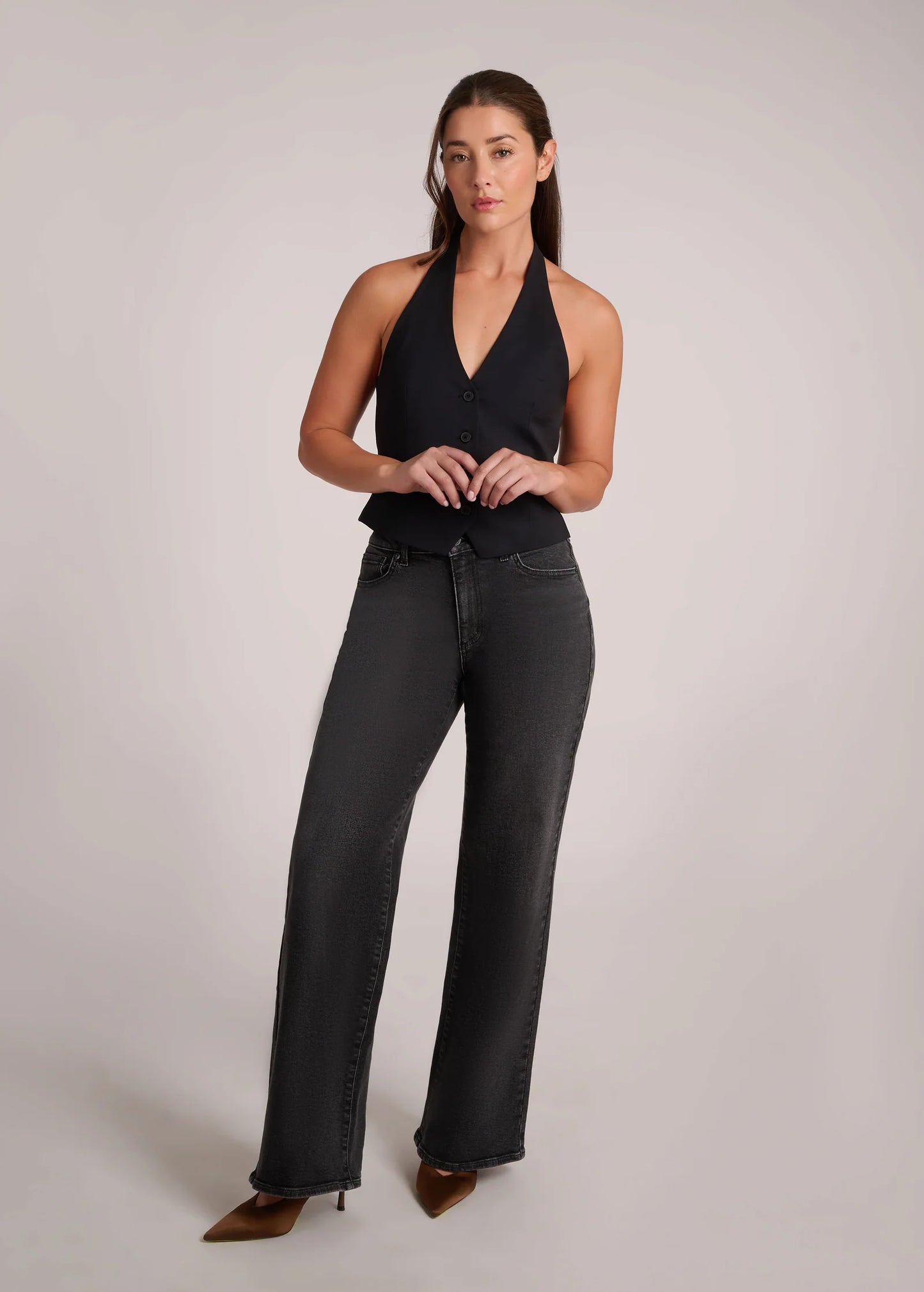 JEANS LILY COUPE - TRÈS ÉVASÉE - Hydra - gris délavé - taille classique - entrejambe 30''