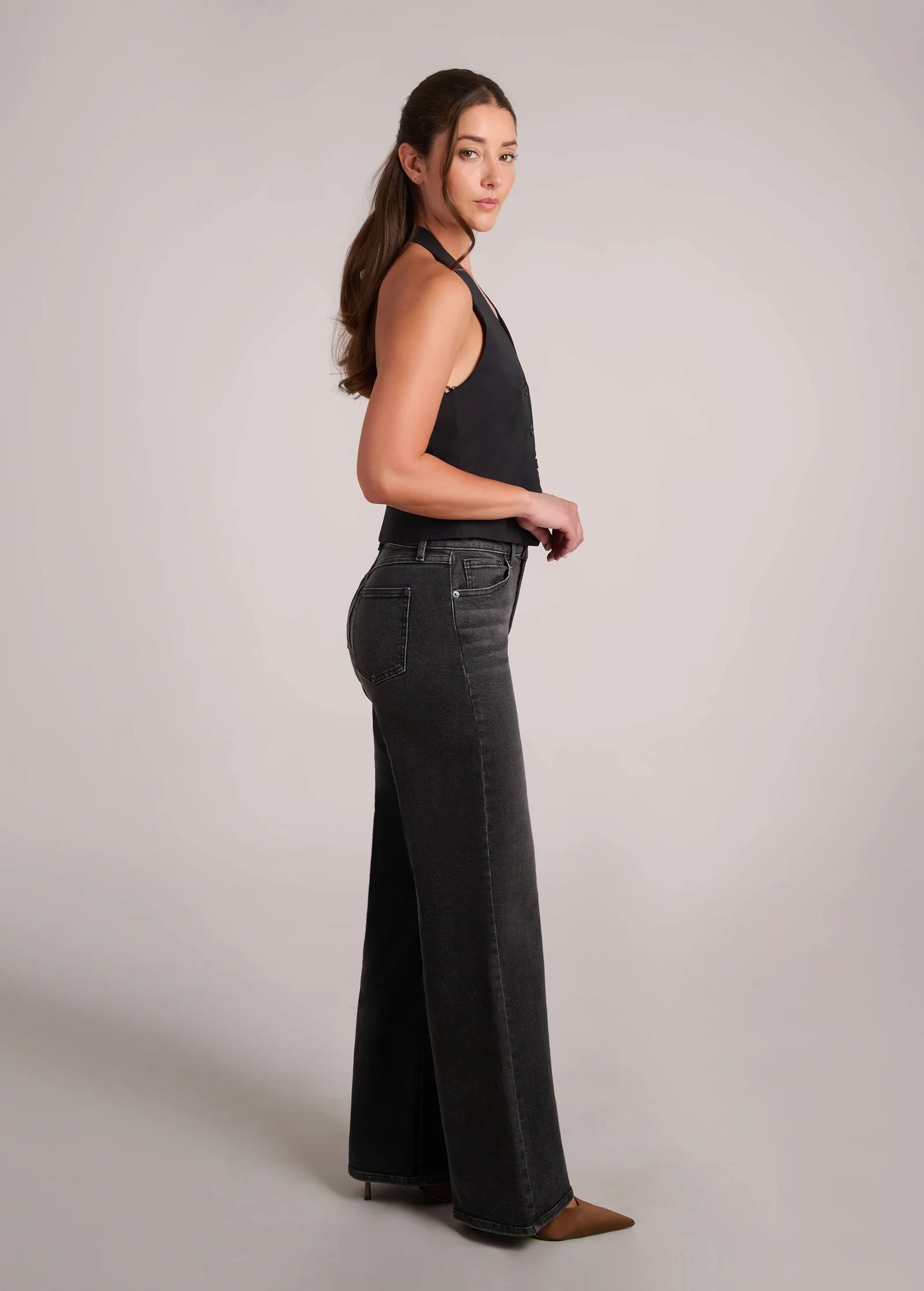 JEANS LILY COUPE - TRÈS ÉVASÉE - Hydra - gris délavé - taille classique - entrejambe 30''