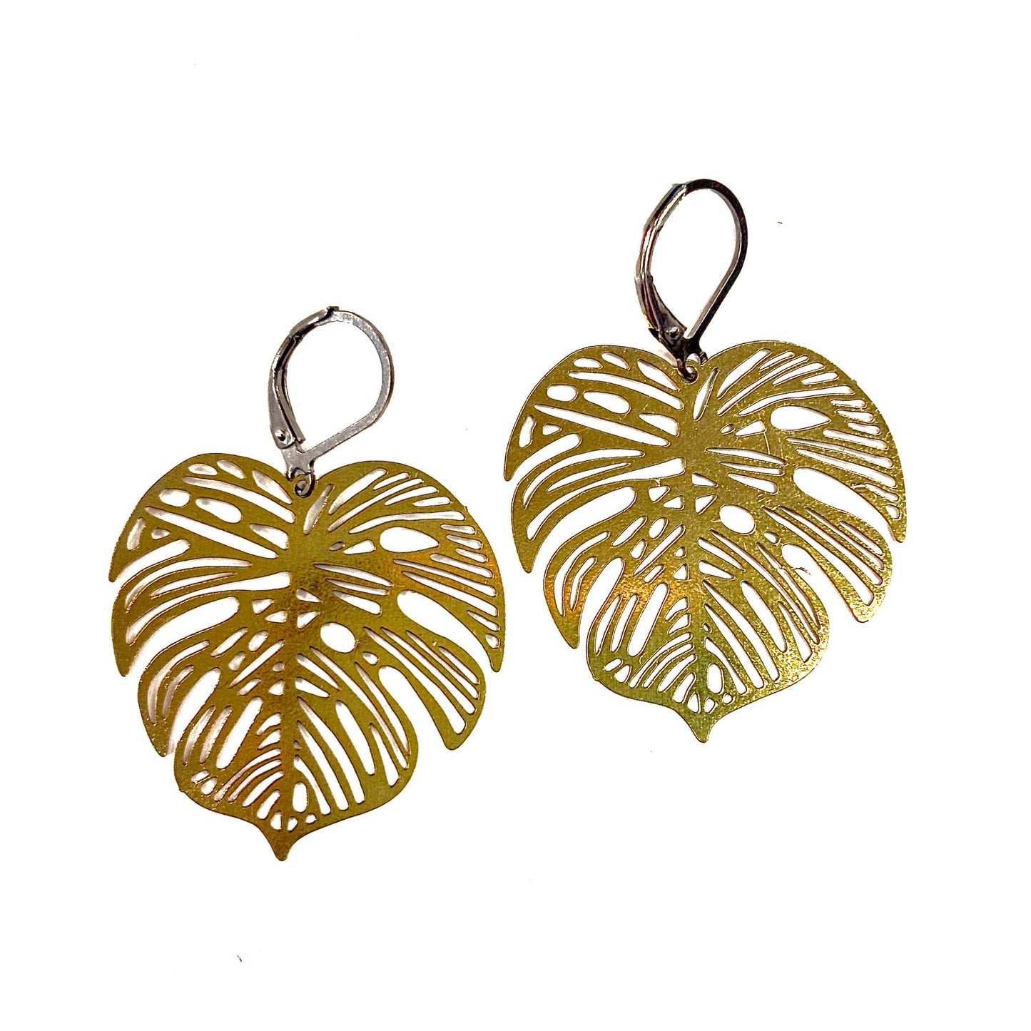 Boucles d'oreilles - Feuille Monstera - Rouge Inox (12 couleur différentes)