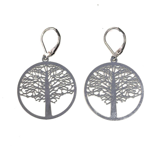 Boucles d'oreilles - arbre de vie - 08- Rouge Inox