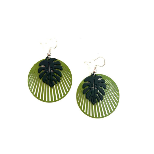 Boucles d'oreilles-Monstera noir-Création Fish