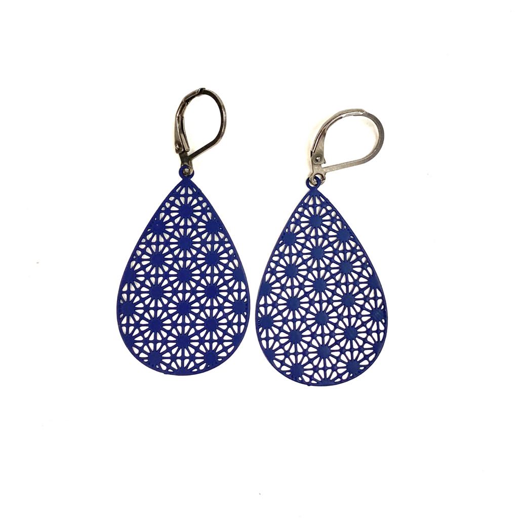 Boucles d'oreilles - Goutte géométrique colorée- Rouge Inox - 5 couleurs différentes