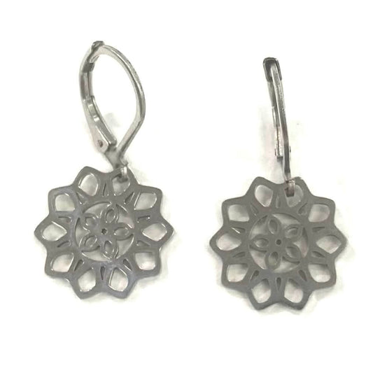 BO fleur mandala complexe argent - Rouge inox