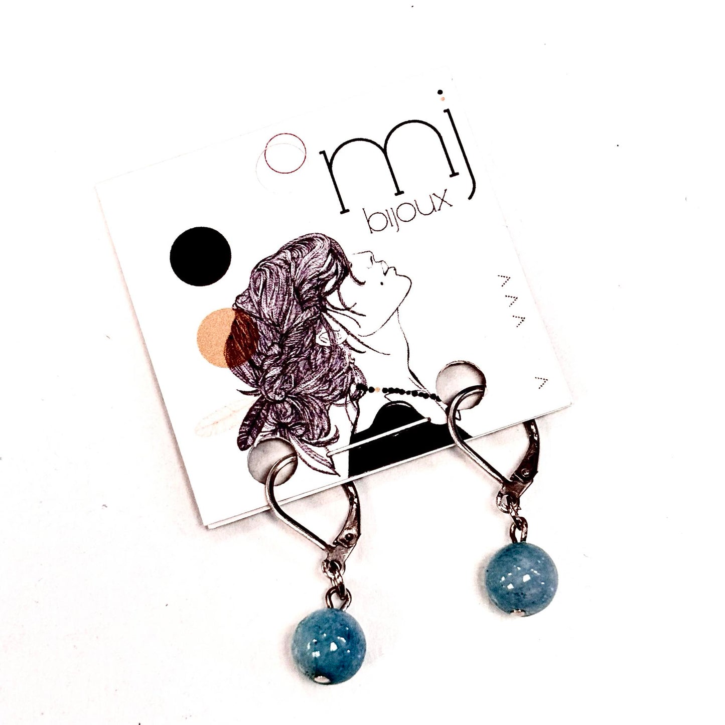 Boucles d'oreilles - Bille en pierre - Bleu- MJ Bijoux