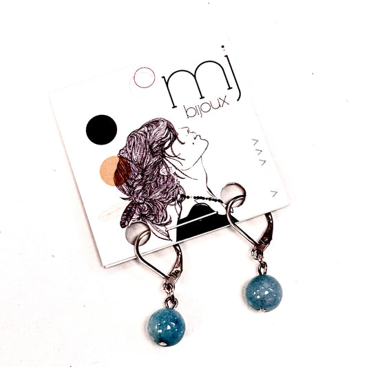 Boucles d'oreilles - Bille en pierre - Bleu- MJ Bijoux