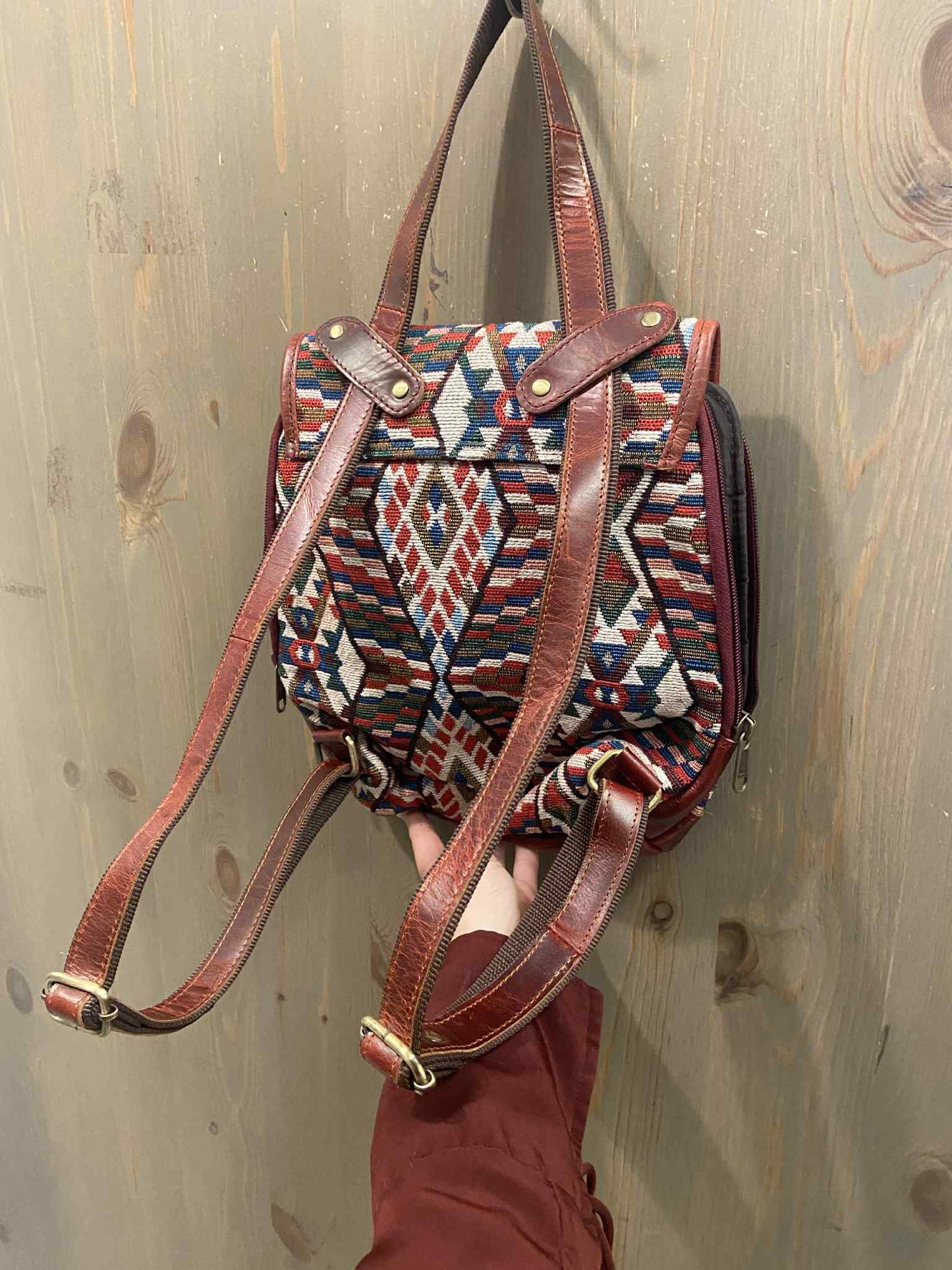 Sac à dos cuir rouge - Rouge Import