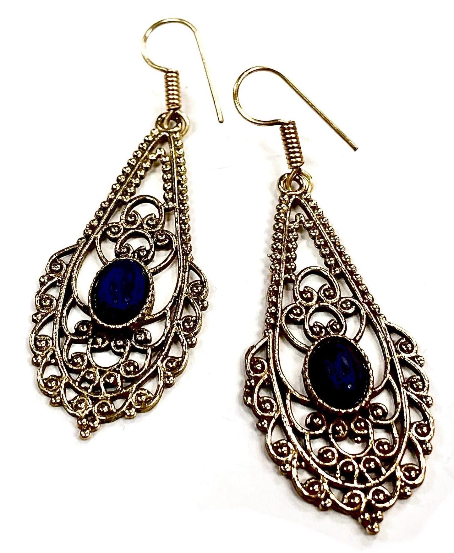 Boucles d'oreilles C6 - Bleu Marin & Or