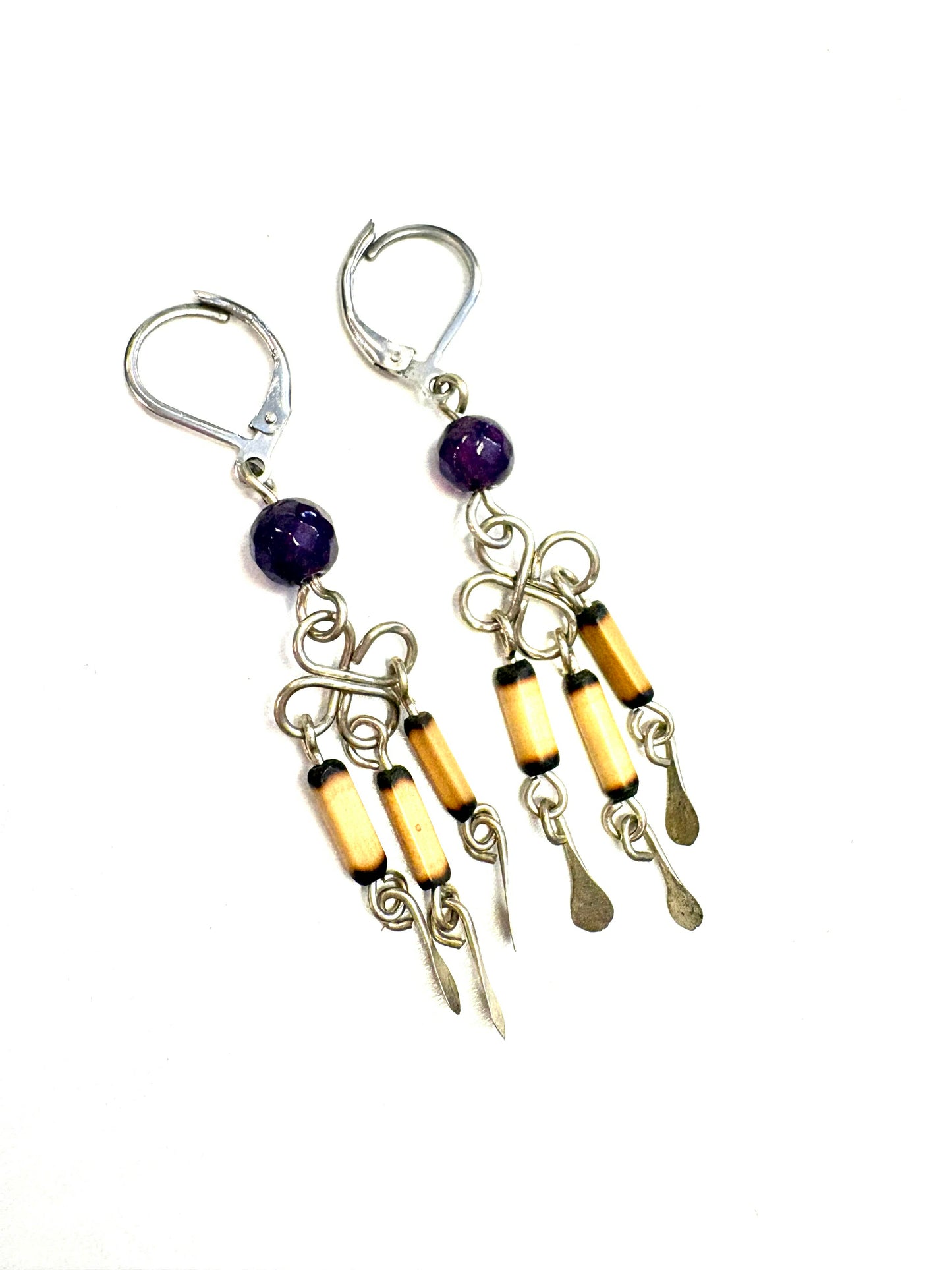 BO  pendante en bambou pluie mauve - Rouge aventure