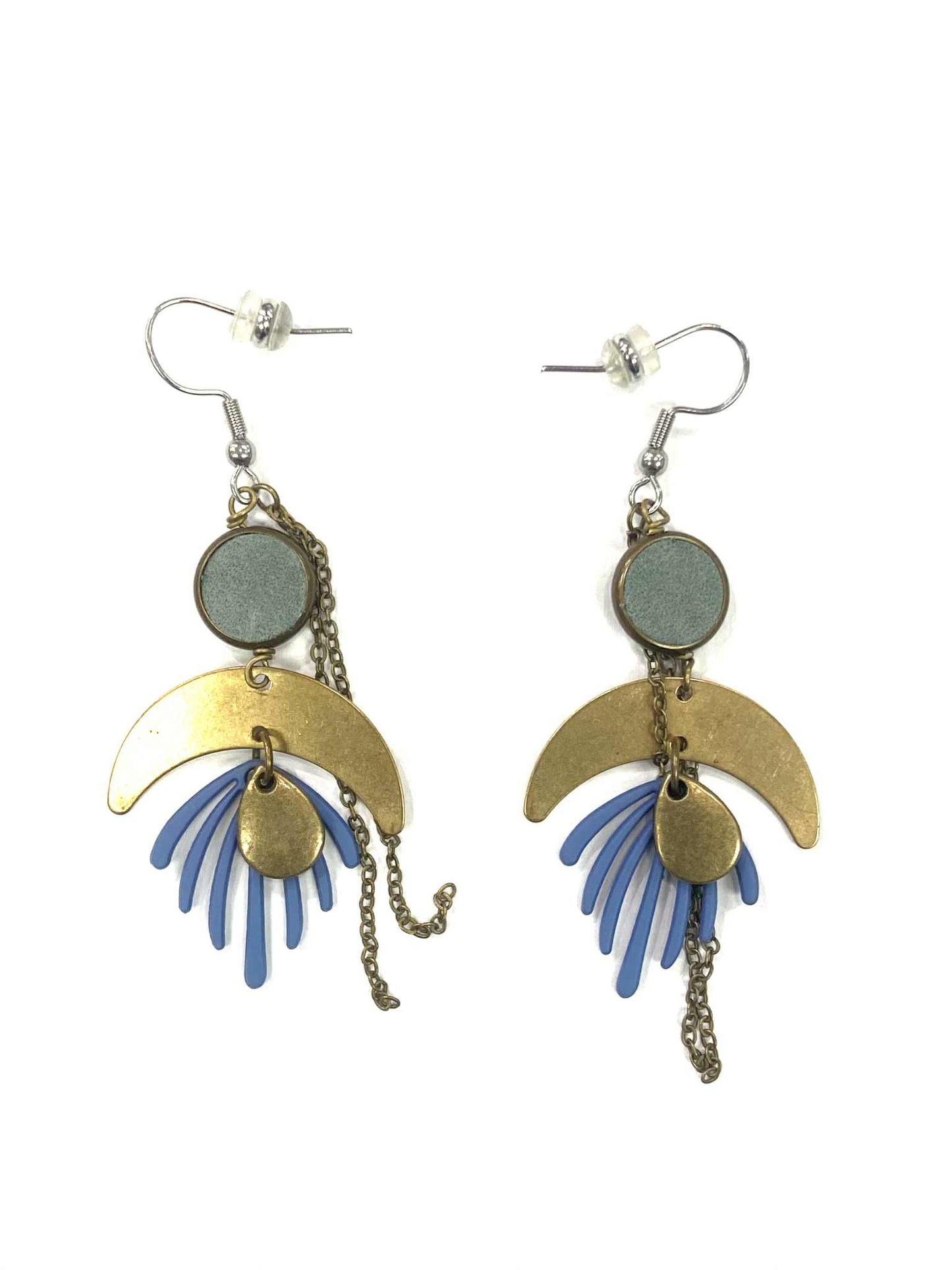 Earrings - Shell - Gold - Red Stainless Steel