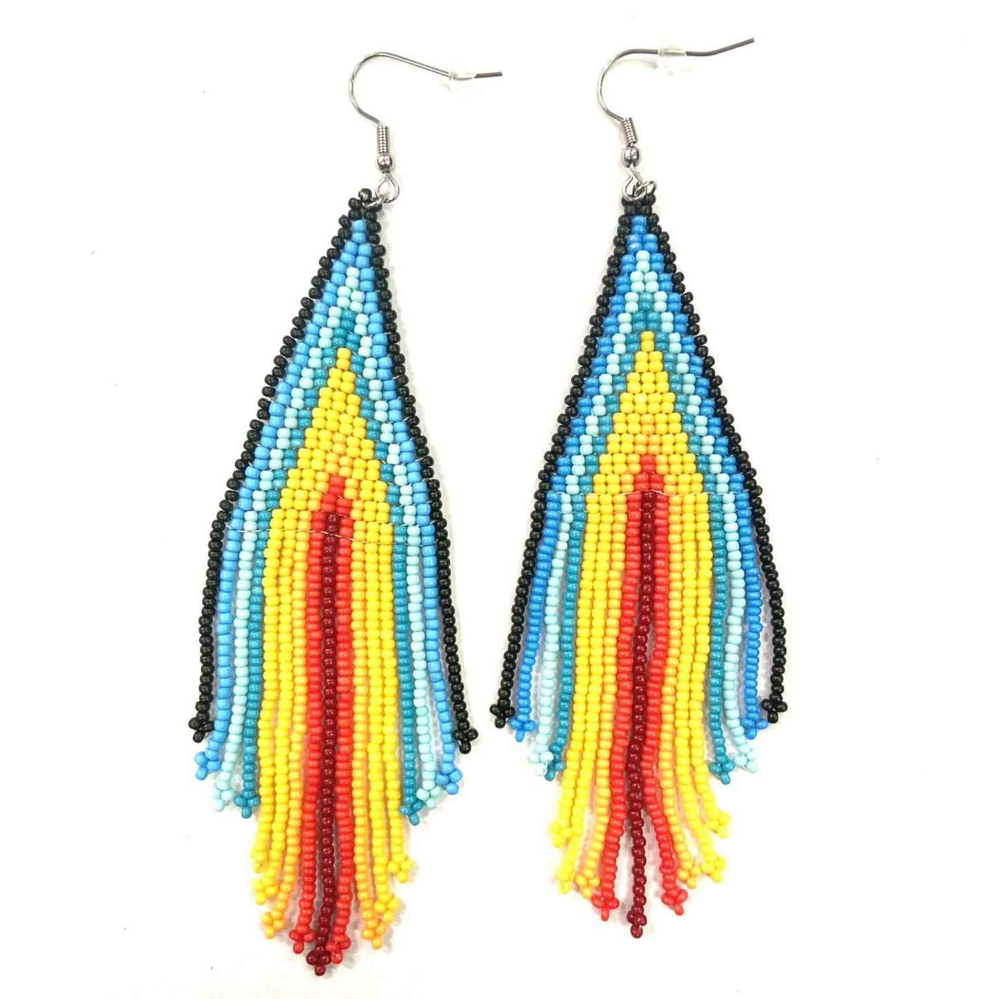 Boucles d'oreilles - Perlage - Franges multiples - 8 couleurs offertes - Rouge Inox