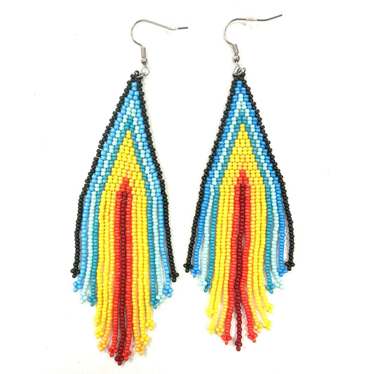 Boucles d'oreilles - Perlage - Franges multiples - 8 couleurs offertes - Rouge Inox