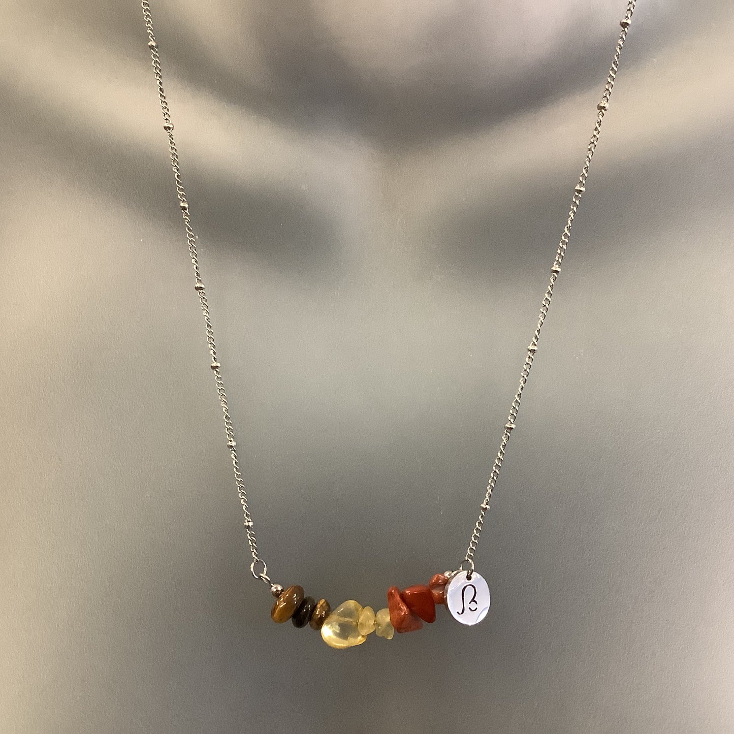 Zodiac Necklace with Leo Stones - Red Stainless Steel