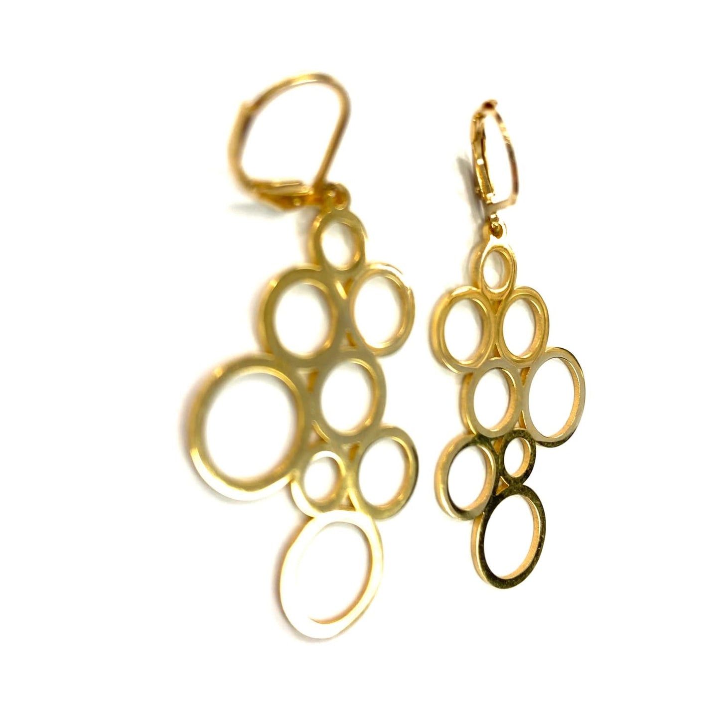 Boucles d'oreilles - Ronds multiples - Or - Rouge Inox