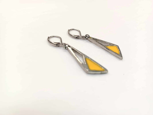 Boucles d'oreilles Triangle doubles - Résine colorée - Rouge Bijoux