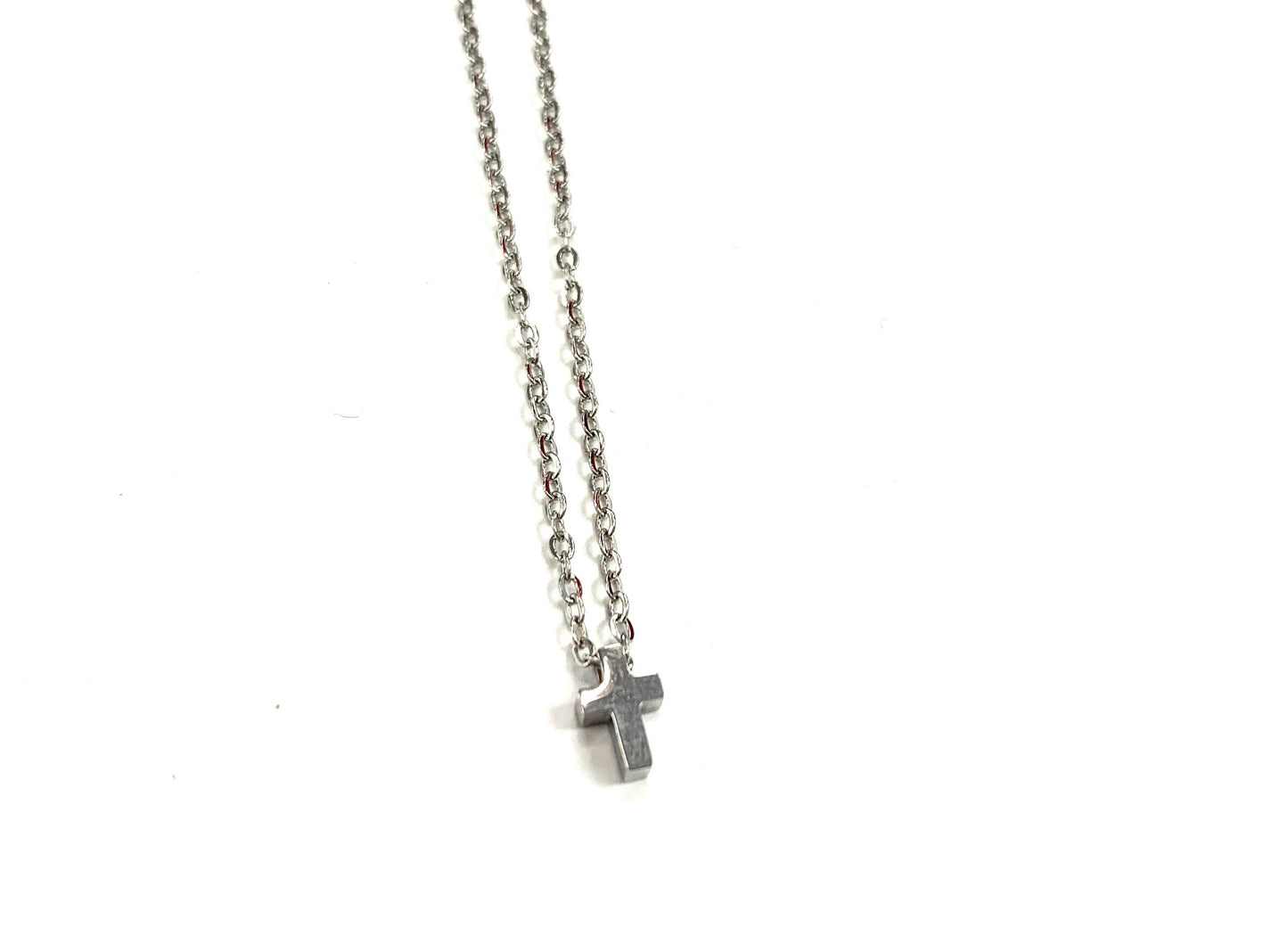 Collier Croix - Argent - Rouge Inox