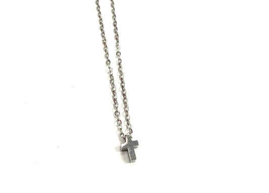 Collier Croix - Argent - Rouge Inox
