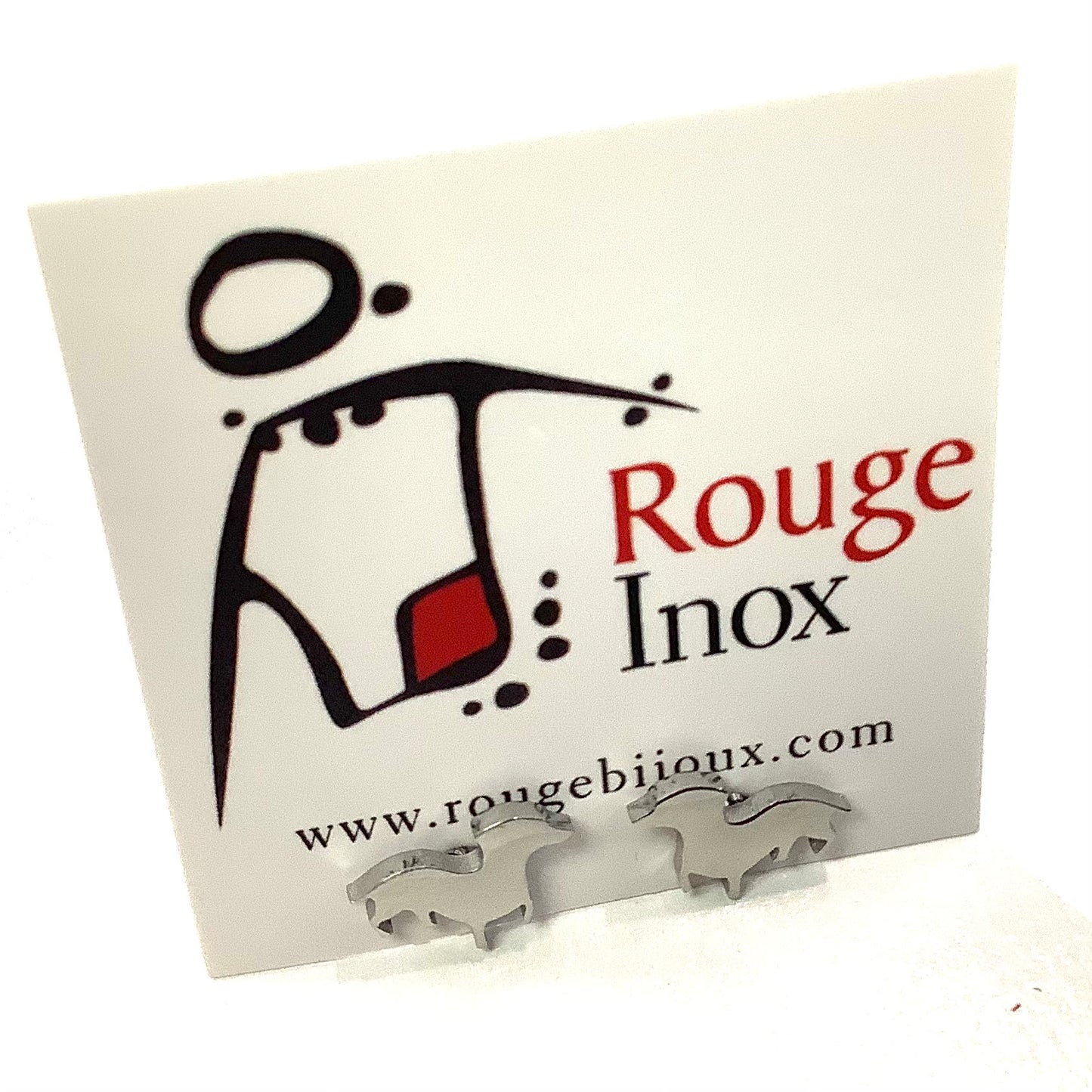 Earrings - Small dachshund - 2 variations - Red Stainless Steel