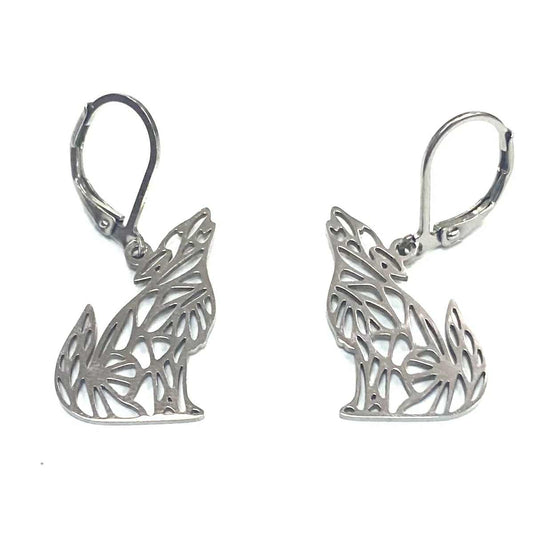Boucles d'oreilles - Loup hurlant - Rouge Inox