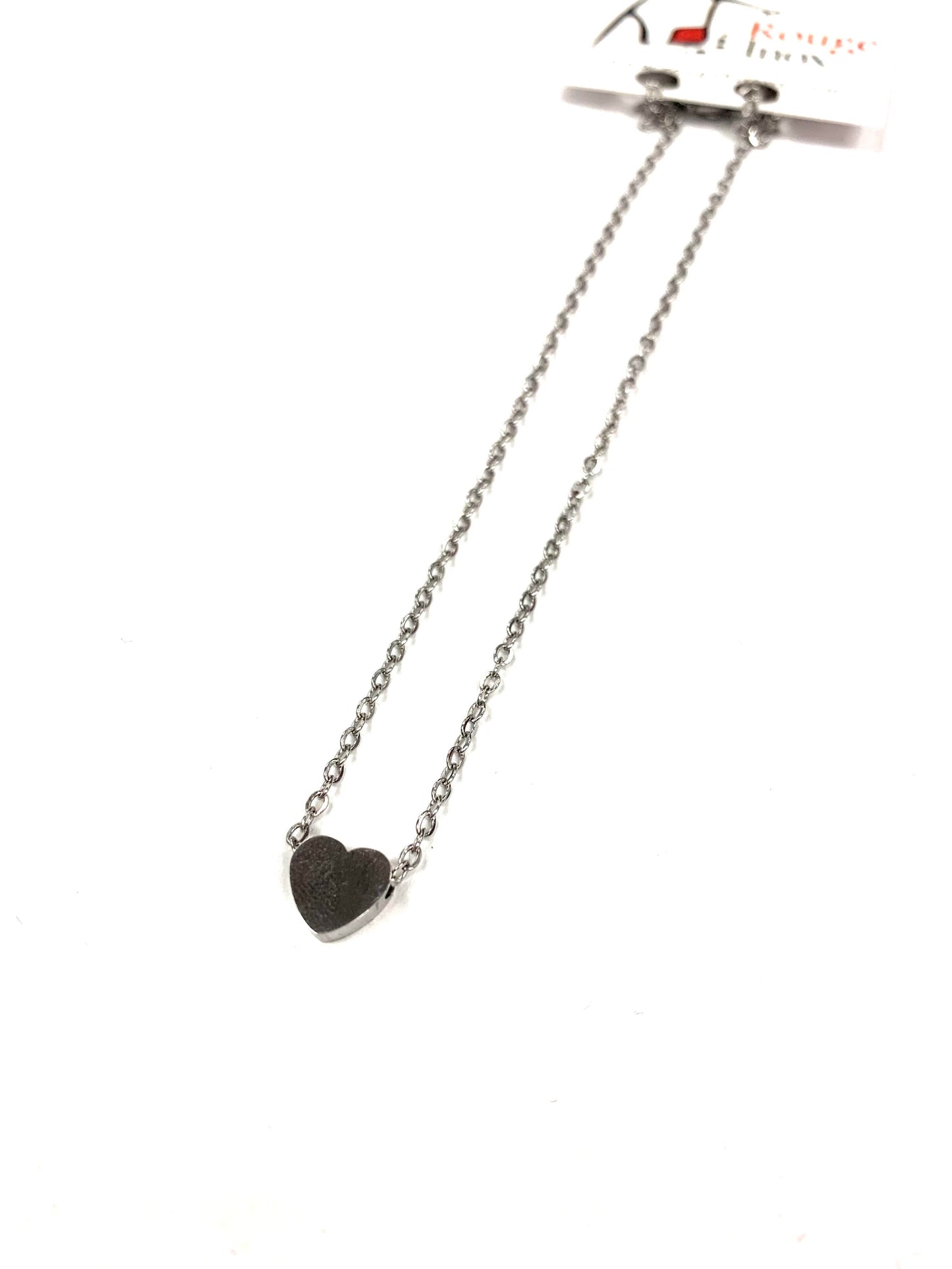 Collier petit coeur - Argent - Rouge Inox