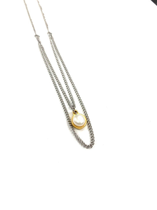 Collier perle unique - Argent - Rouge Inox