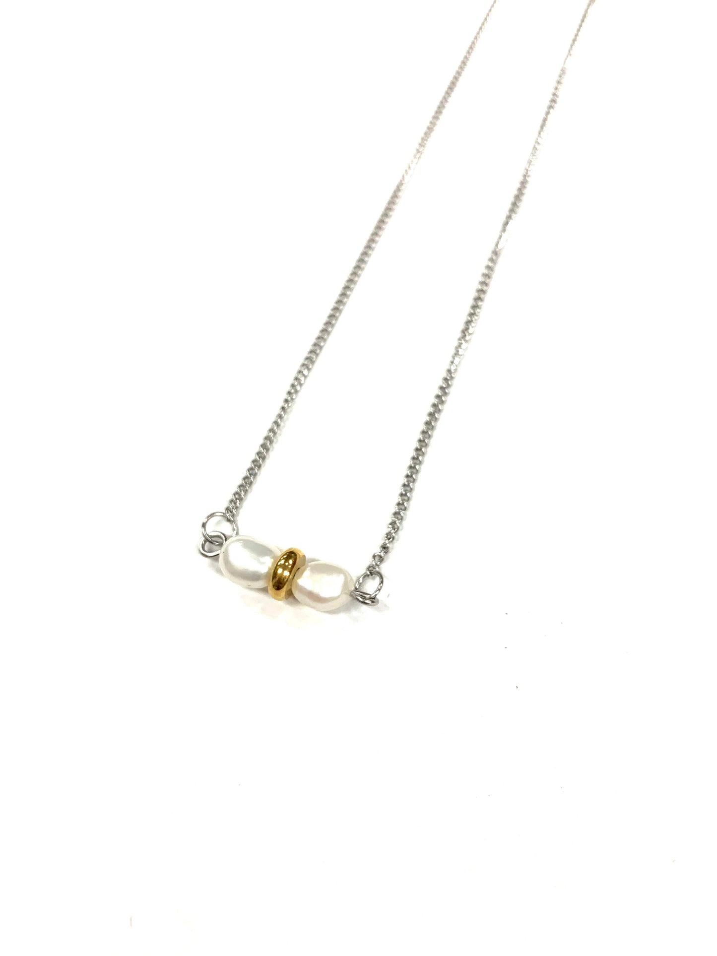 Collier double perles - Argent - Rouge Inox