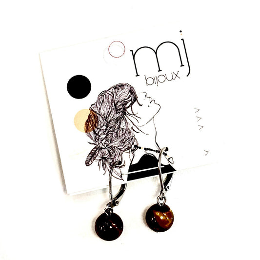 Boucles d'oreilles - Bille en pierre - Brun - MJ Bijoux