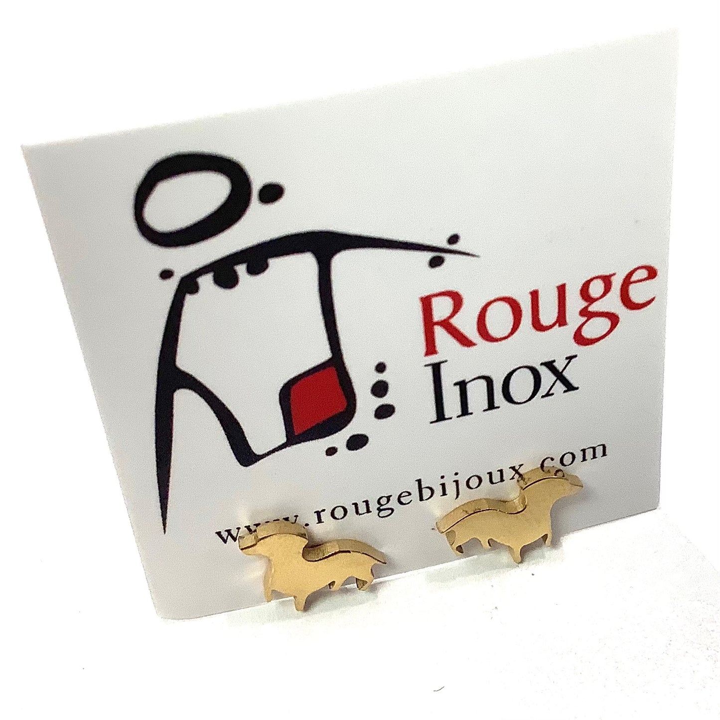 Earrings - Small dachshund - 2 variations - Red Stainless Steel