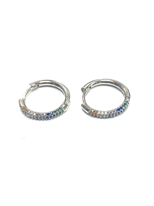 Anneau aux pierres colorées argenté - Rouge inox