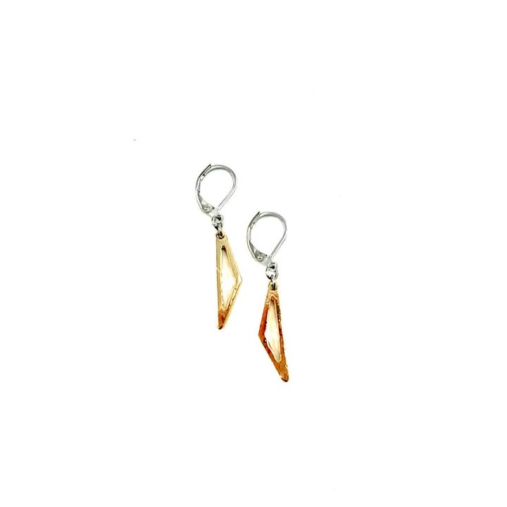 Earrings - Empty shiny gold triangle - Red Jewelry