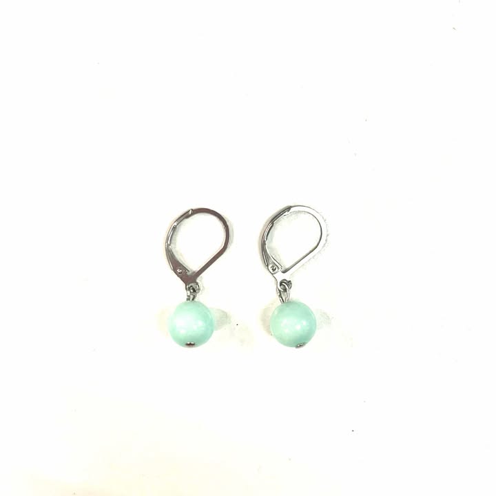 Boucles d'oreilles - Bille en pierre - turquoise- MJ Bijoux