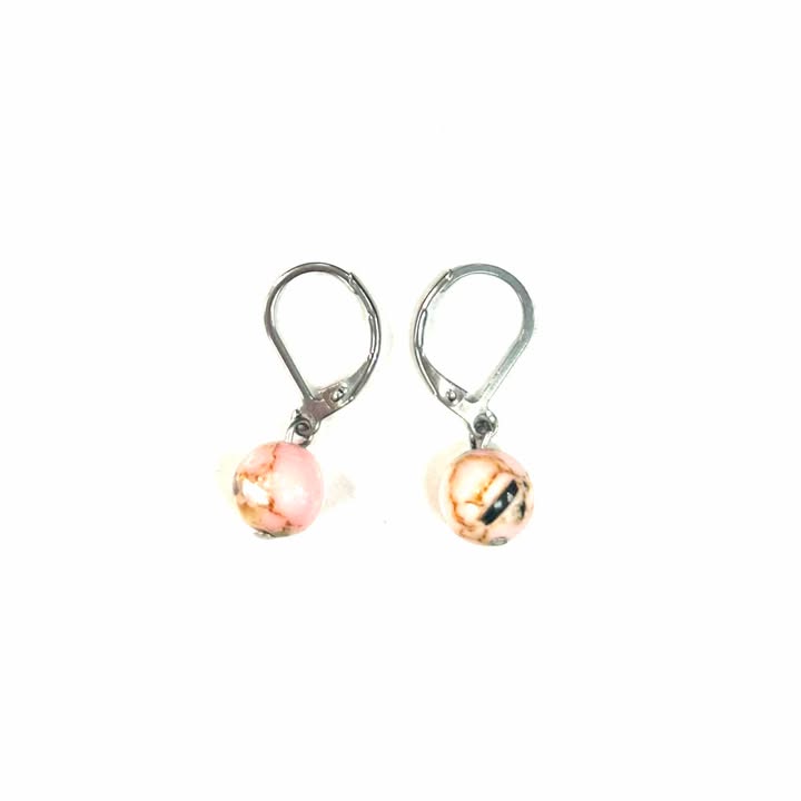 Boucles d'oreilles - Bille en pierre - rose - MJ Bijoux