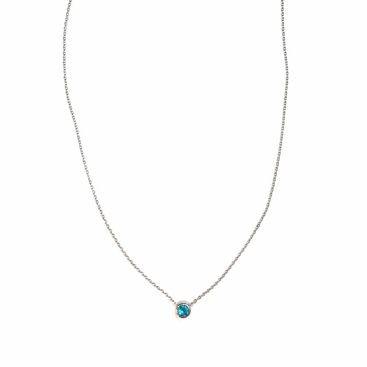Collier - petite pierre - Bleu-  Rouge Inox